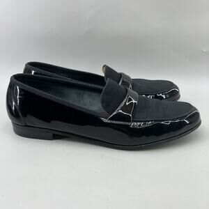Salvatore Ferragamo Tuxedo Loafers Men Size 12 D Black Patent Leather Low Shoes